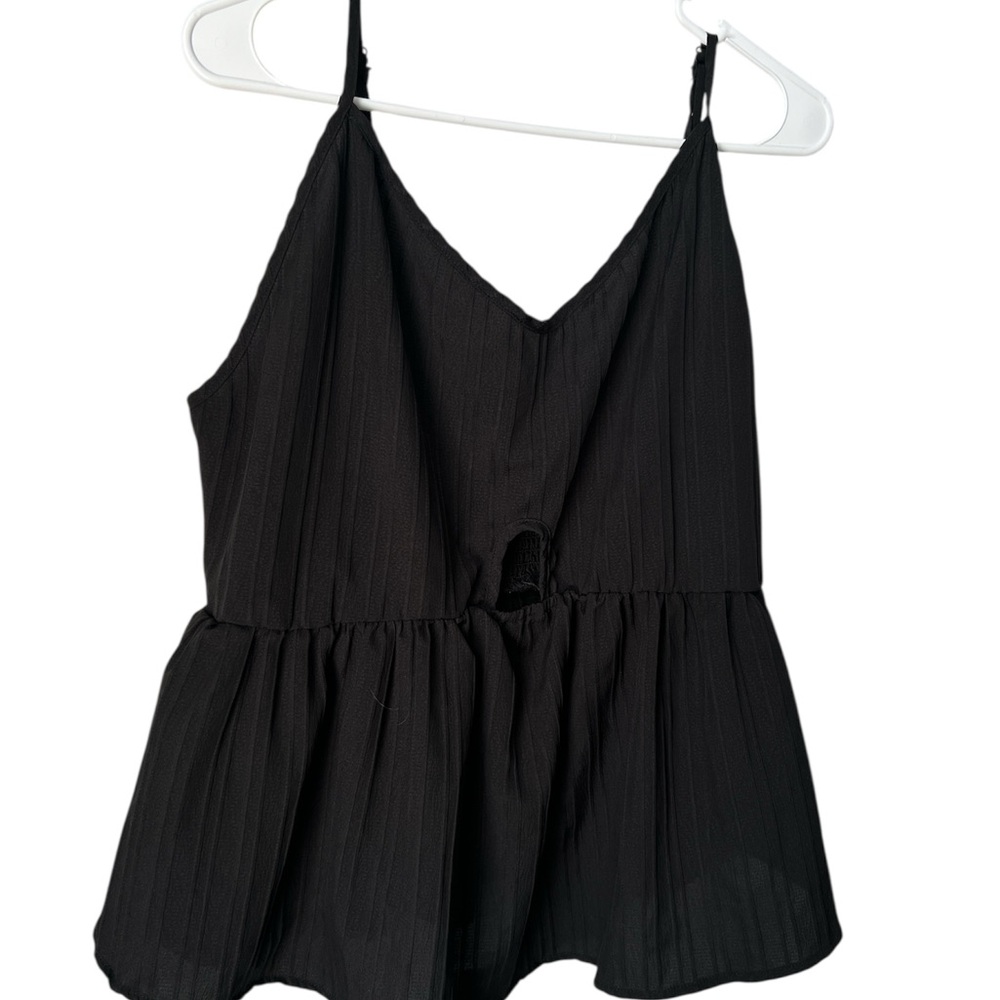Black Tie Front Peplum Camisole